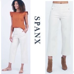 SPANX Wide Leg Cropped Pants in White